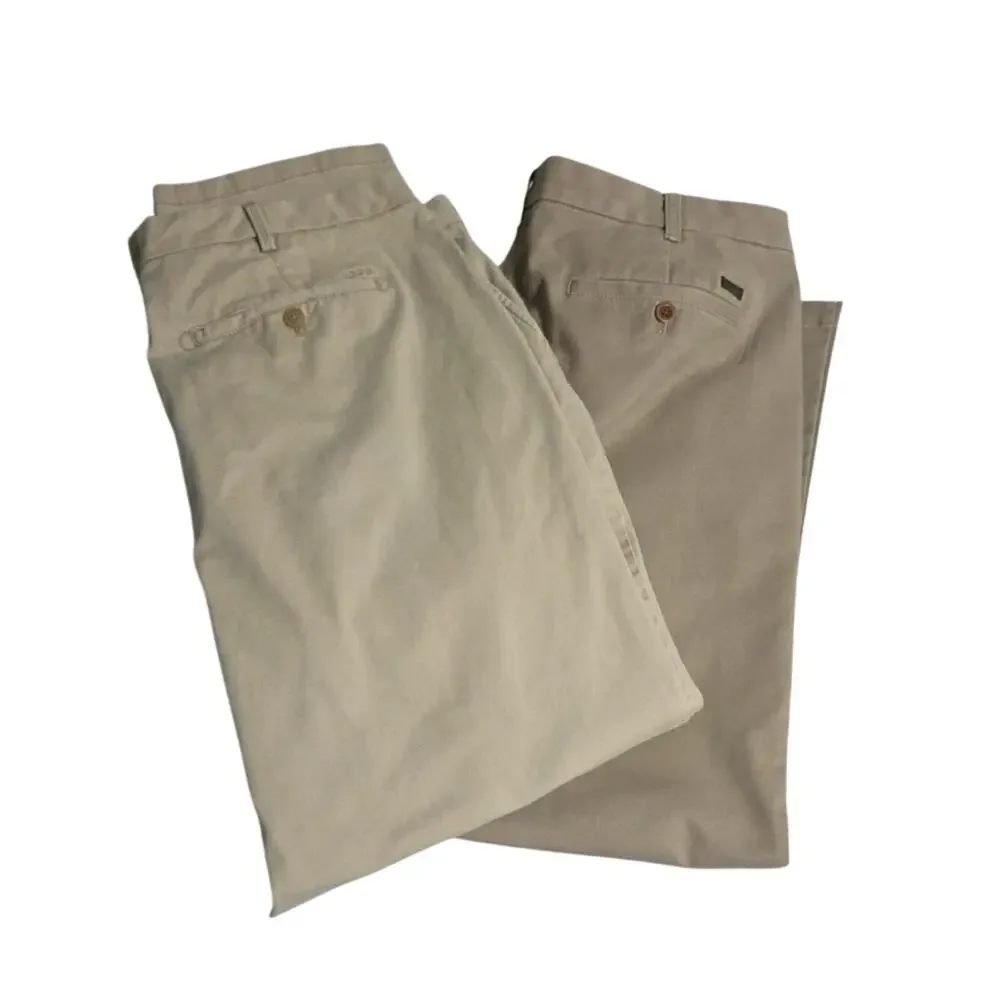 Izod Mens Sz 40X30 Straight Saltwater Khaki Chinos 2 Pair  Bundle